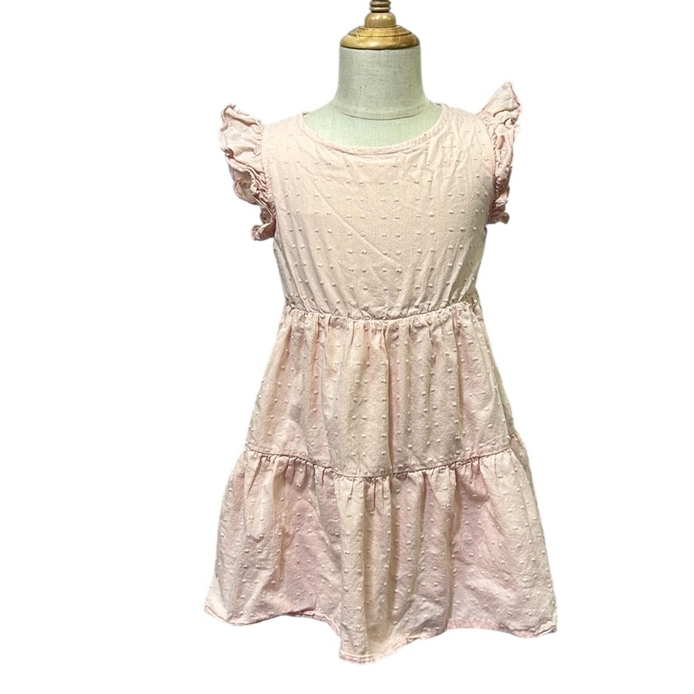 Grace Karin Swiss Dot Coral Light Orange Ruffle Cap Sleeve Lined Tiered Dress 6